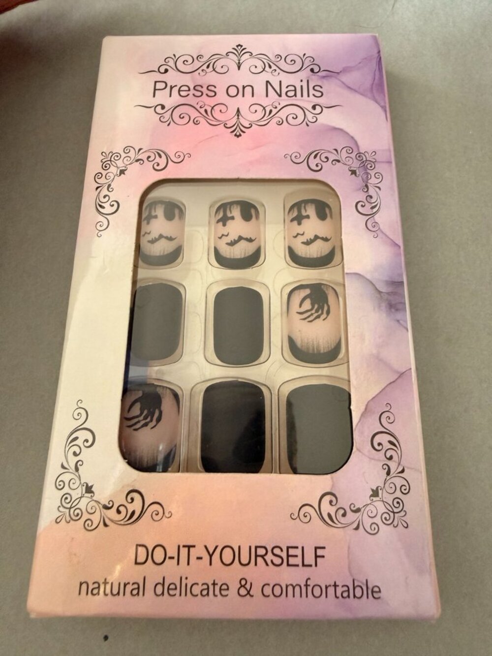 Halloween Press On Nails Gothic Frankenstein Black Gray + FREE Bonus Pair